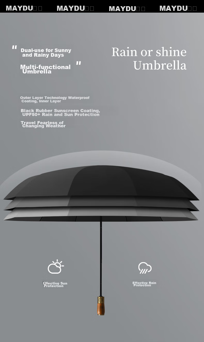 MAYDU Automatic Long Handle Umbrella, Extra Large Size, Reinforced, Thickened, Durable, Windproof Umbrella, Men's Business Umbrella, 16K M8001 Black 5