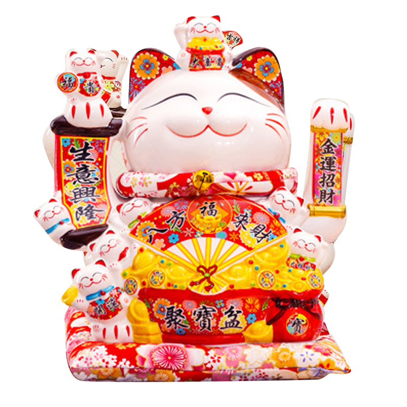 Youjialiangpin Fortune Cat with Automatic Waving Arm, Living Room Decoration, Mid-Autumn Festival Gift, 12-Inch Large Gift Box Set