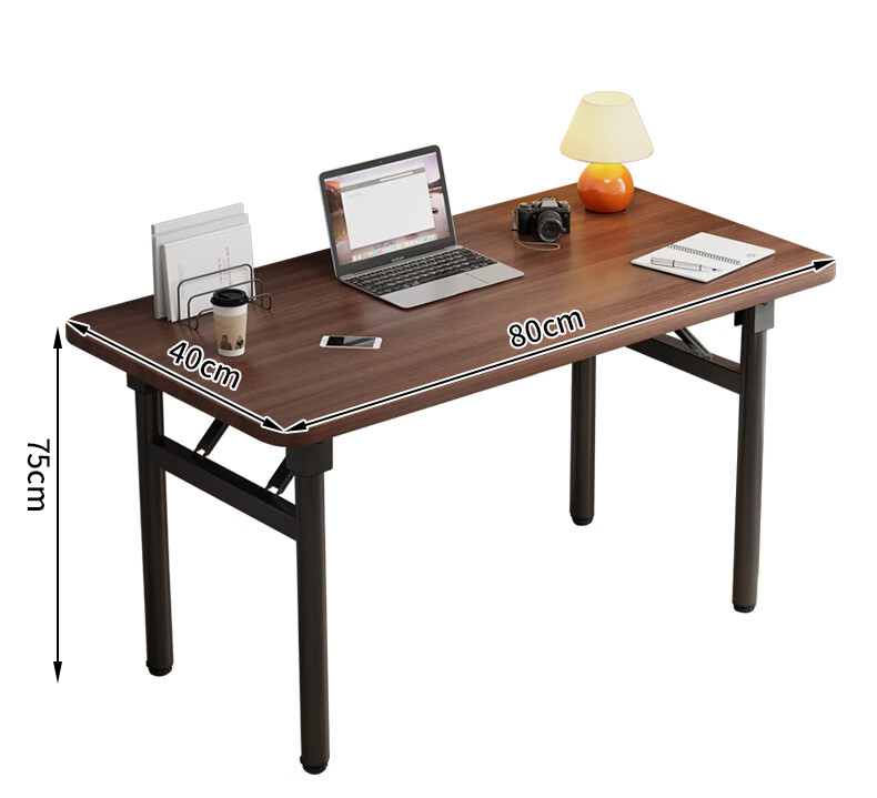 Yaoying Folding Computer Desk Office Desk Home Student Study Desk Gaming Desk YLZ11 Walnut 80*40cm 4