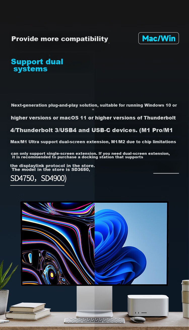 Kensington Thunderbolt 5 Docking Station, Thunderbolt 5 Expansion Dock, Four Independent Displays, 140W Power Supply, 8K Full Thunderbolt 5 Cable SD5000T5, Compatible with M4Pro/Max Macmini 8