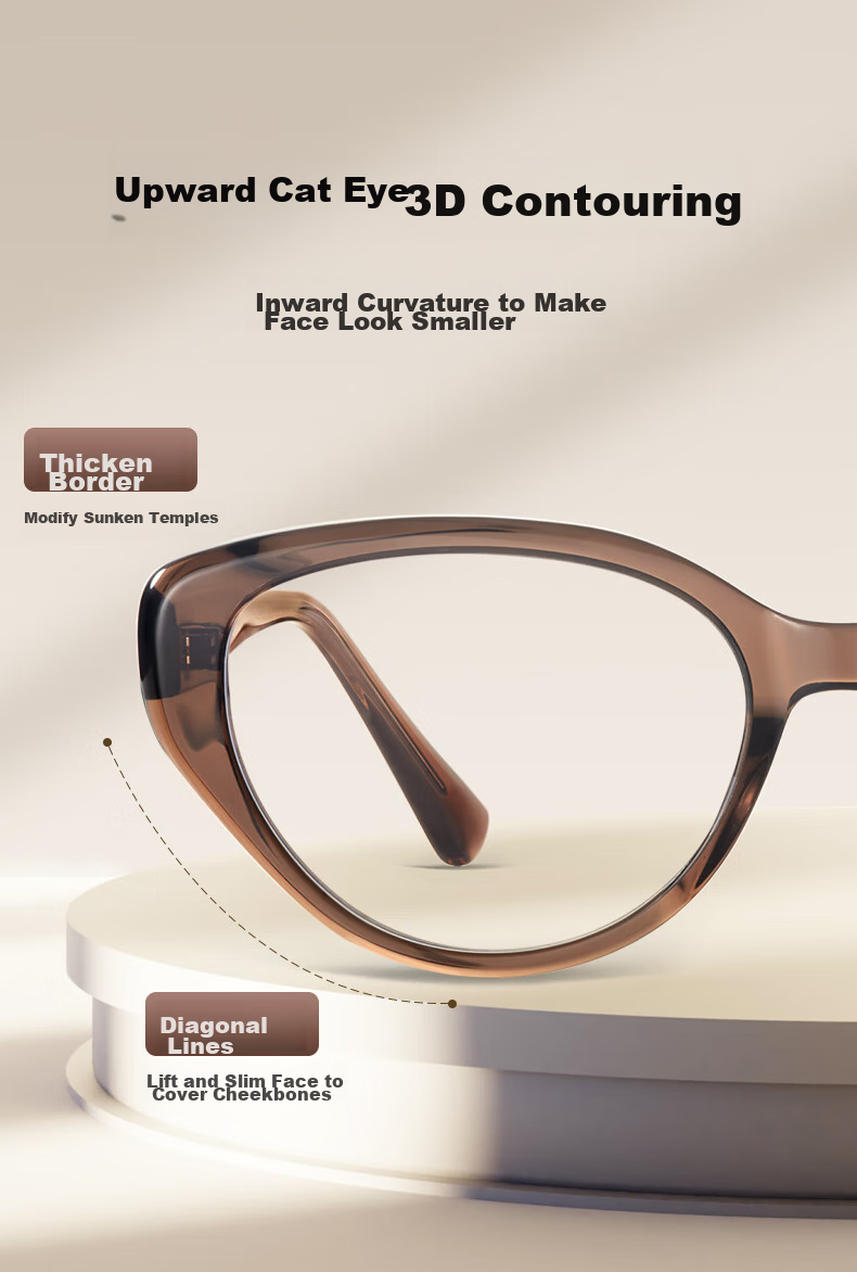 LOHO Cat Eye Glasses, Plain Cold Tea Frame, Myopia Sunglasses for Women, Anti-Blue Light, Can Be Fitted with Prescription Lenses 5