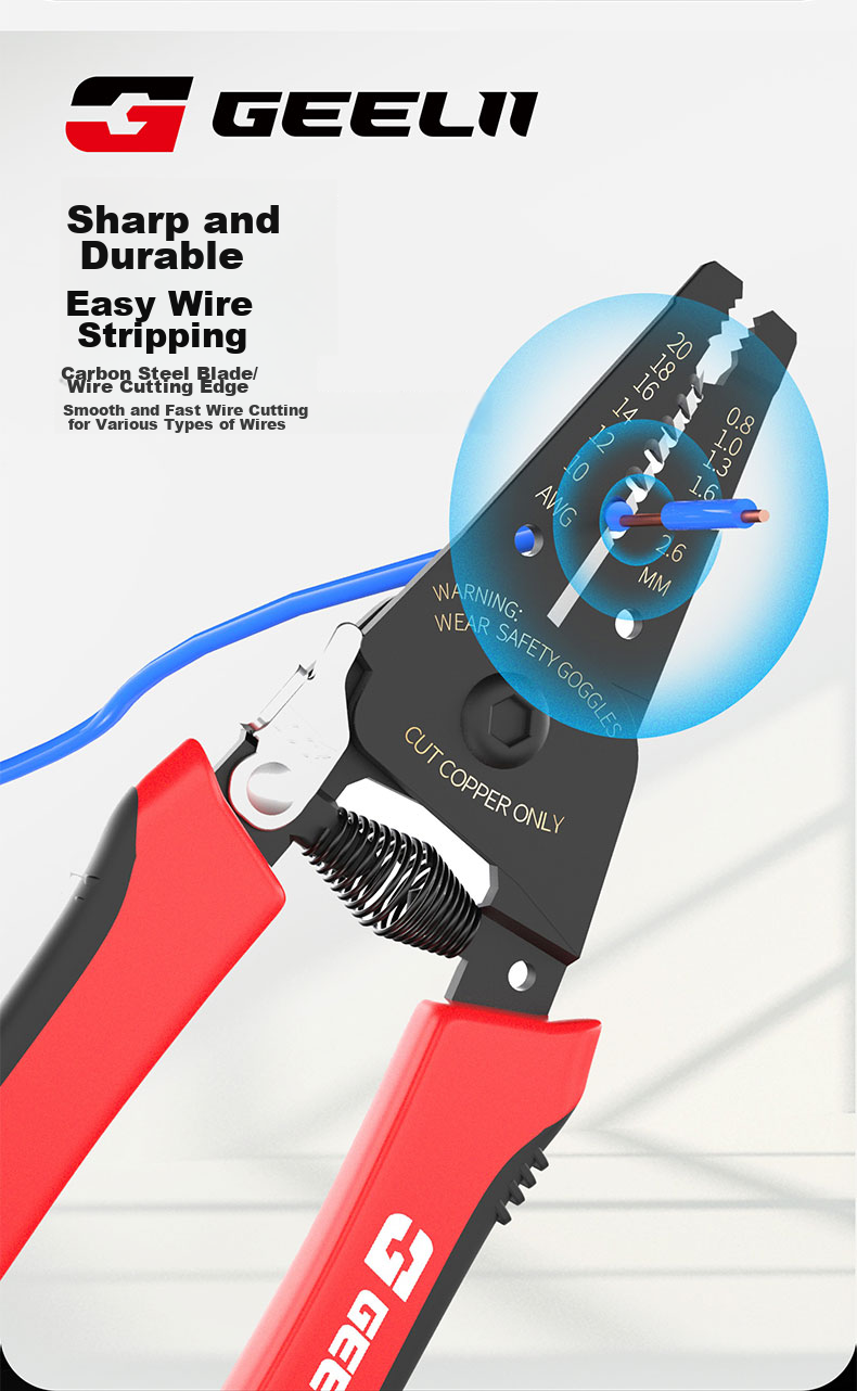 GeeLii Multifunctional Automatic Wire Stripper Pliers, Electrician Wire Puller Terminal Crimping And Wire Pressing Pliers, 55070 6