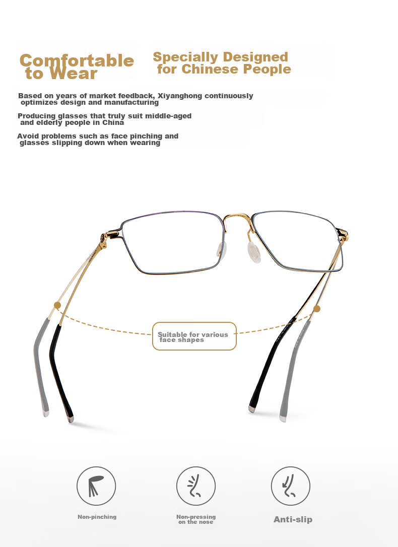 Xiyanghong Reading Glasses, High-Definition Anti-Blue Light, Bifocal Automatic Zoom, Ultra-Light Full-Frame Reading Glasses AX8102, 100 Degrees 8