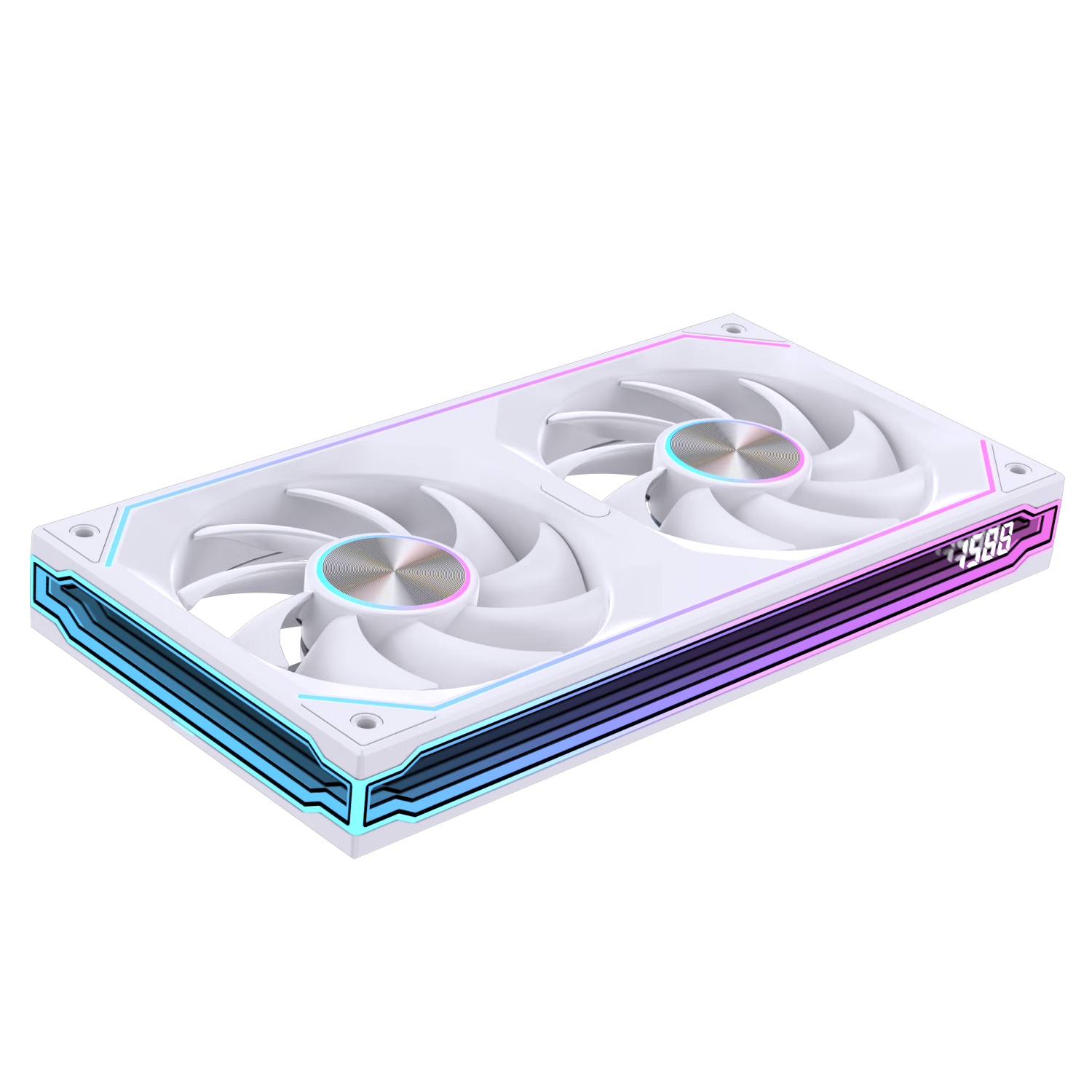 Raleigh CoolLink PRO240 Integrated Block Fan Water Cooling White 12cm Case Fan Genuine Blade Infinite Mirror Digital Display ARGB Sync PWM Speed Control Silent Desktop Computer Fan