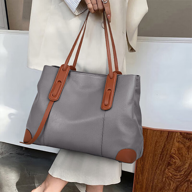 Viney Leather Handbag, Women's Large Capacity Tote Bag, Light Luxury Shoulder Bag, Birthday And Mother's Day Gift, Practical Present for Mom