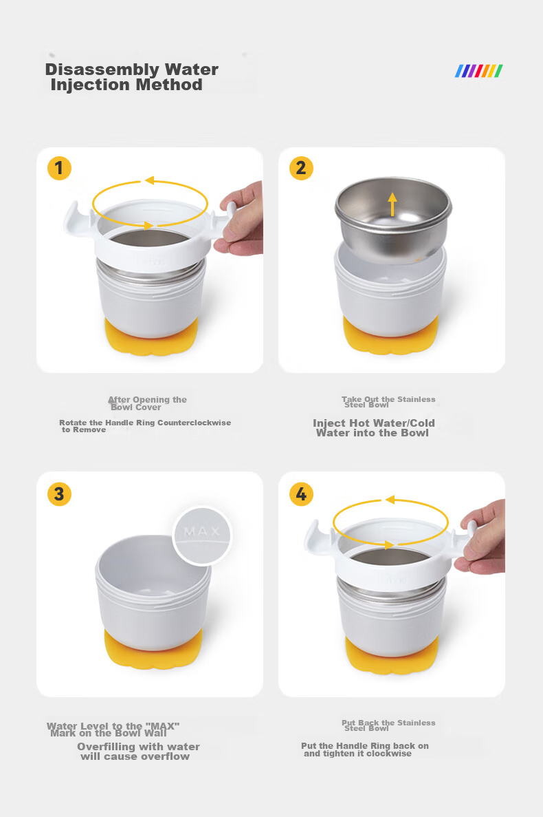 Bebebus Baby Food Bowl, Children's Water-Filled Insulated Bowl with Suction Cup, Detachable And Washable Full-Body Water Cup Tableware Set of 6 Pieces Gift Box 20