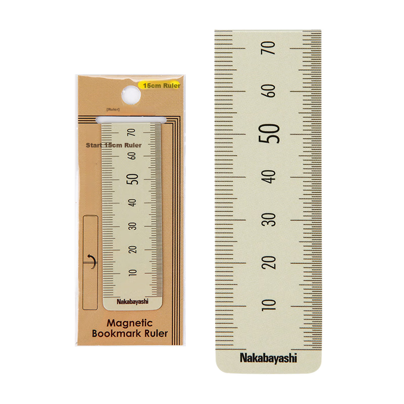 Nakabayashi Zhonglin 15cm Folding Scale Ruler, Magnetic Bookmark, Study And Office Universal Mini Small Ruler, Soft Ruler for Elementary School Students, Beige, 150mm