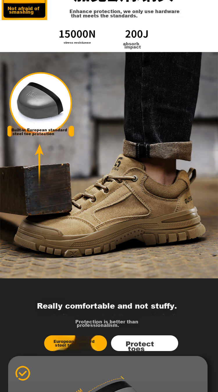 JUNBU Safety Shoes for Men, Electrician Insulated 10KV, Anti-Smashing, Anti-Puncture, Lightweight Comfortable Work Shoes 3115NKV Size 43 5