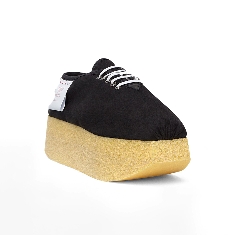 【marni女士系带厚底鞋】marni 奢侈品女士低帮厚底松糕鞋米白色系带