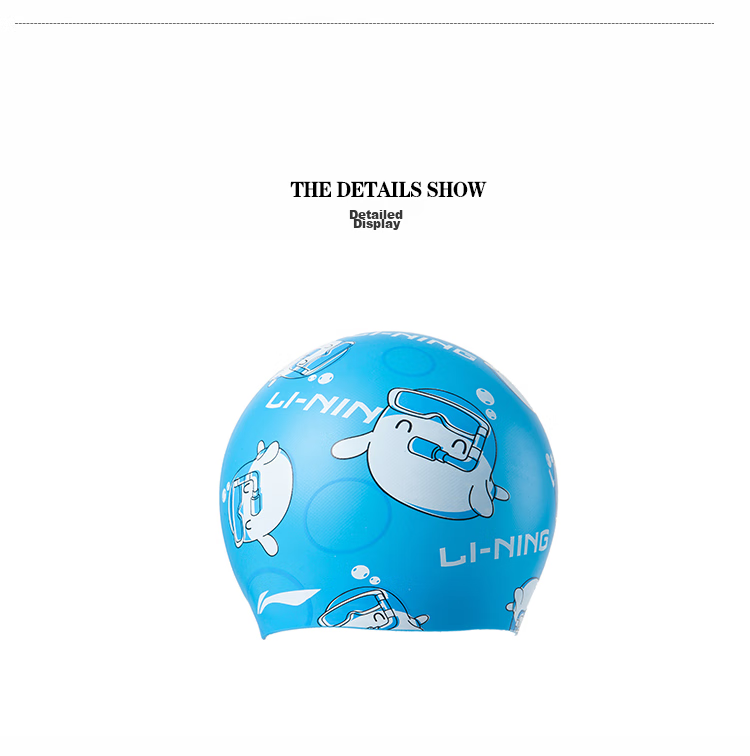 Li-Ning Children's Swimming Cap, Silicone Long Hair, Cute Non-Binding Cartoon Print Swim Cap for Boys And Girls, LSJN910-2 Pink 6