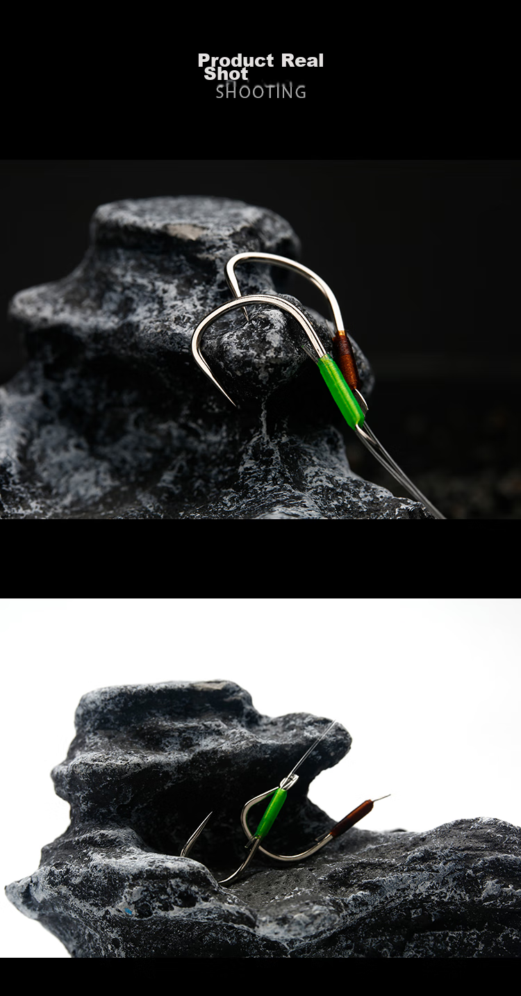 BKK Seedless Double Hook for Bighead Carp, Silver Carp, Grass Carp And Black Pit Competition, Ready-Made Large Fish Hook 10
