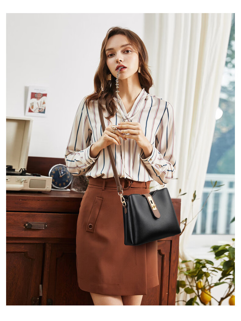 Viney Women's Handbag, Cowhide Crossbody Bucket Bag, Luxury Brand Shoulder Bag, Practical Birthday And Mother's Day Gift for Mom 12