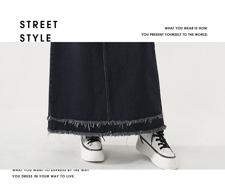 JEANSWEST Denim Skirt for Women, 2024 Autumn Vintage Style, Petite French A-Line Slimming Design, Dark Blue, Size S 6