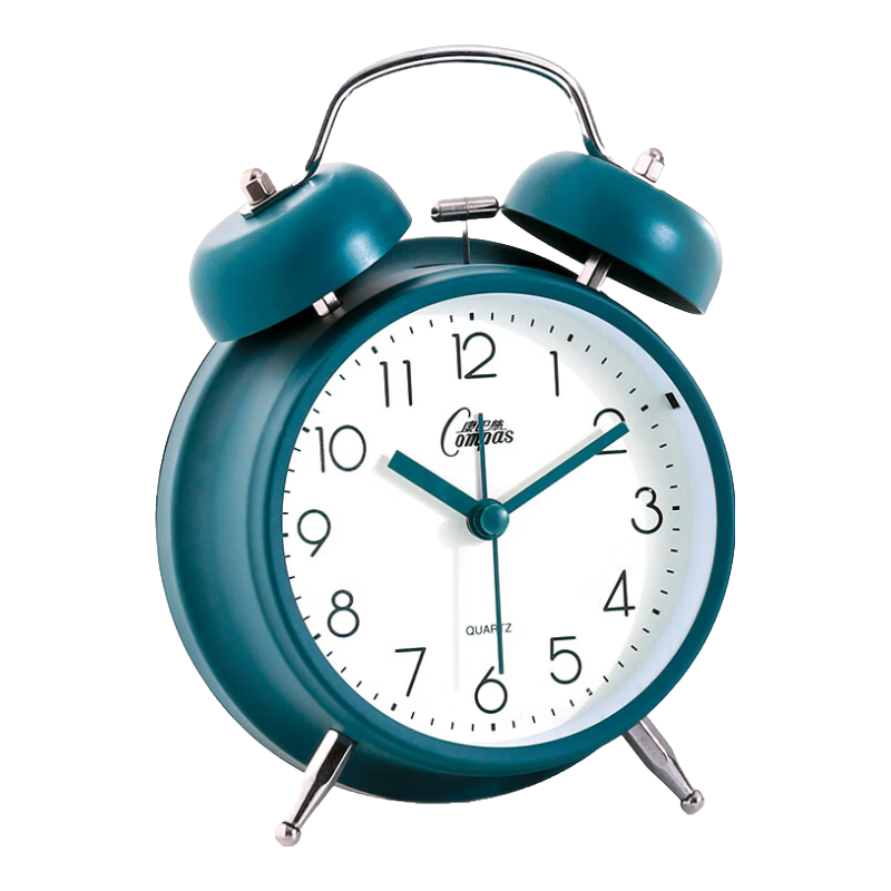 Compas Alarm Clock for Children And Students, Retro Mechanical Bell Alarm with Loud Volume, Timekeeping Watch, Essential for Back-To Season, 2316 Green Back-To Editio