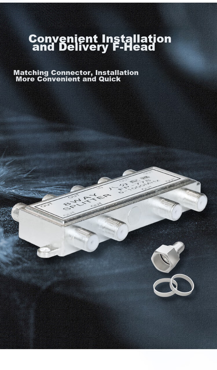 HAILE Video Distributor, 1-To Cable TV Signal Splitter, 5-1000MHz, Metric F Connector, FP-8G with Connector 5