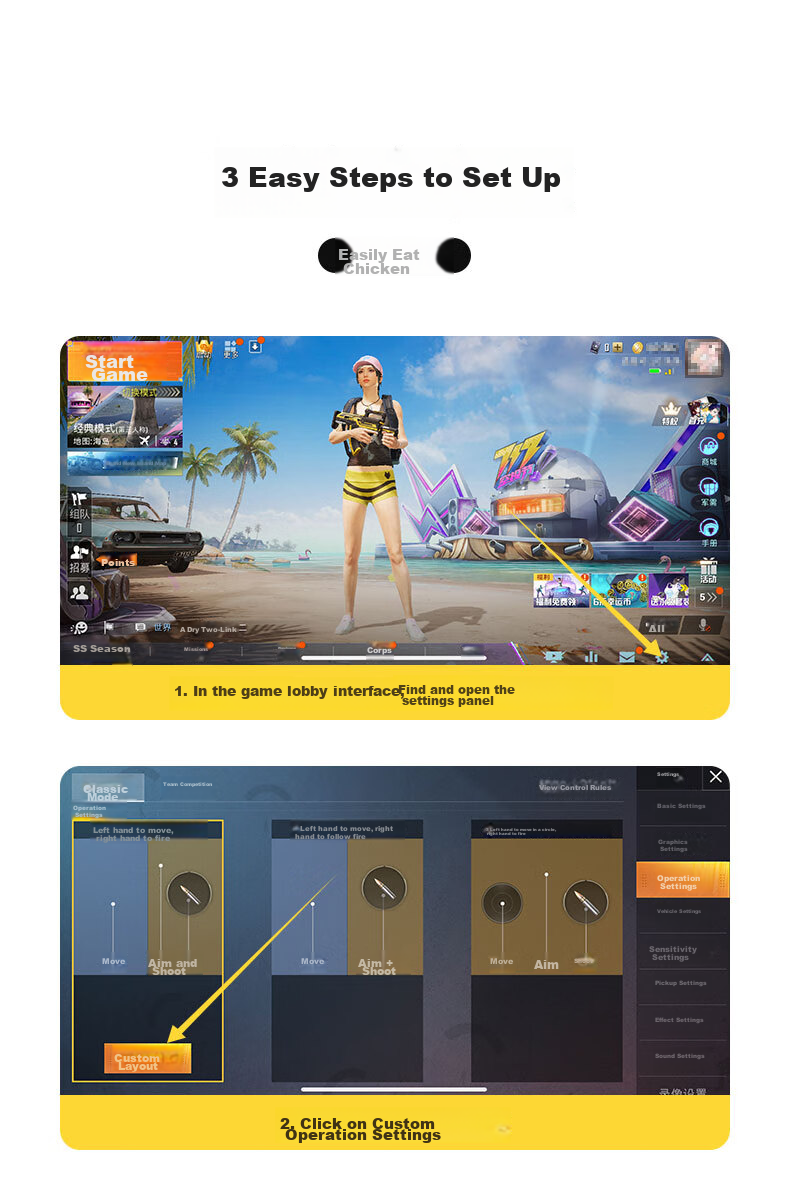 CangHua Chicken Dinner Pro: Mechanical Keyboard Triangular Action Mobile Game Assistant with Automatic Six-Finger Shooting And Gun Pressing for Peace Elite Dark Zone Breakout Games, External Device for Android And iOS 19