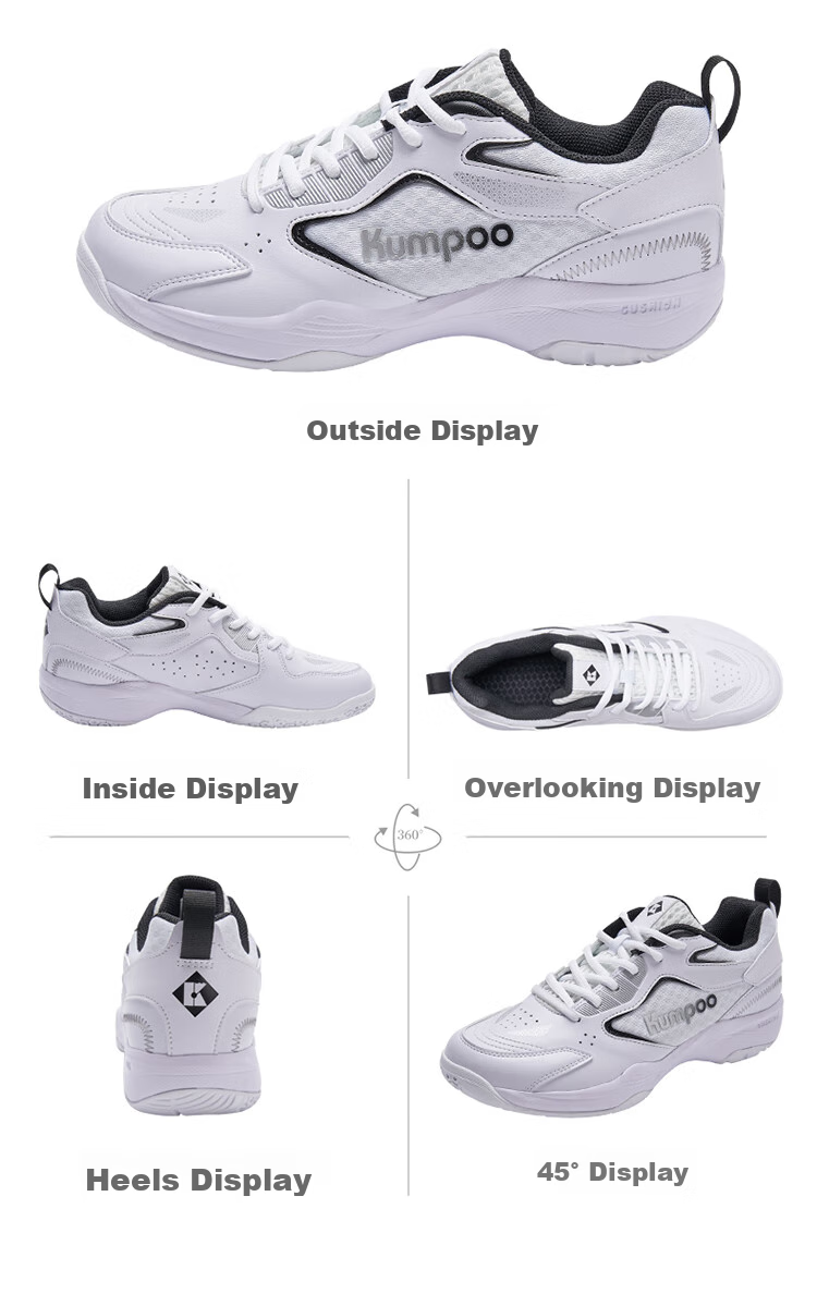 KUMPOO Badminton Shoes for Men And Women, Breathable, Lightweight, Shock-Absorbing, Anti-KH G15 White Blue Size 35 13