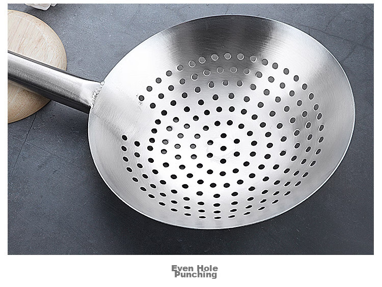 Quanshi Stainless Steel Strainer, Kitchen Oil Drum Skimmer, Ladle Scoop, Round Hole Slotted Spoon, Strainer Ladle, Blanched Water Filter, 26cm 13