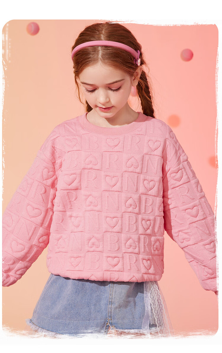 ASK JUNIOR Children's Clothing, Girls' Sweatshirt, Autumn Wear for Older Kids, Casual Fashion Printed Pullover Top, Pink, Size 160 3
