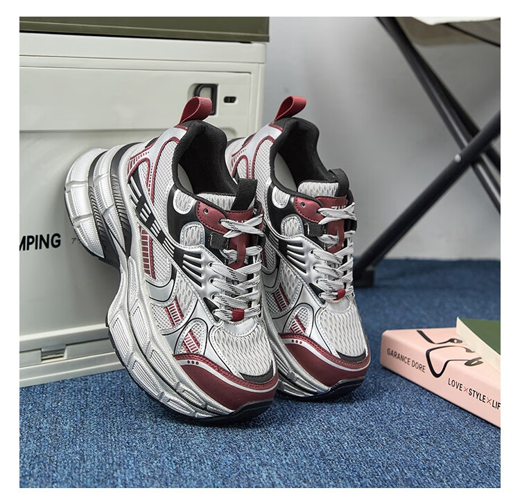 ZHR Women's Retro Dad Sneakers Thick Sole Height Increasing Casual Couple Shoes JT67 Black Size 37 17