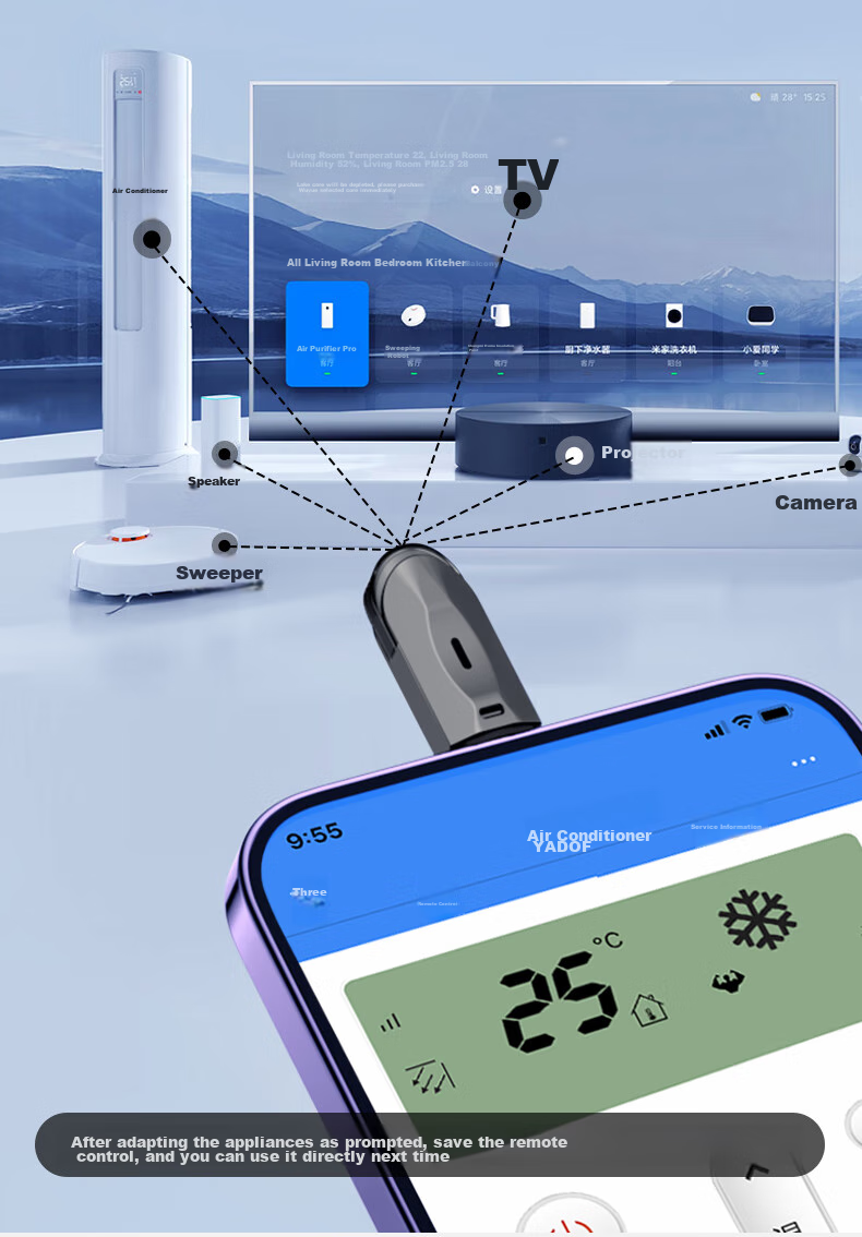 Masentek Mobile Infrared Air Conditioner Remote Control Transmitter, Android Type-C Interface External Plug-In Smart Accessory Device for TV, Compatible with Huawei, Apple Lightning/USB 5