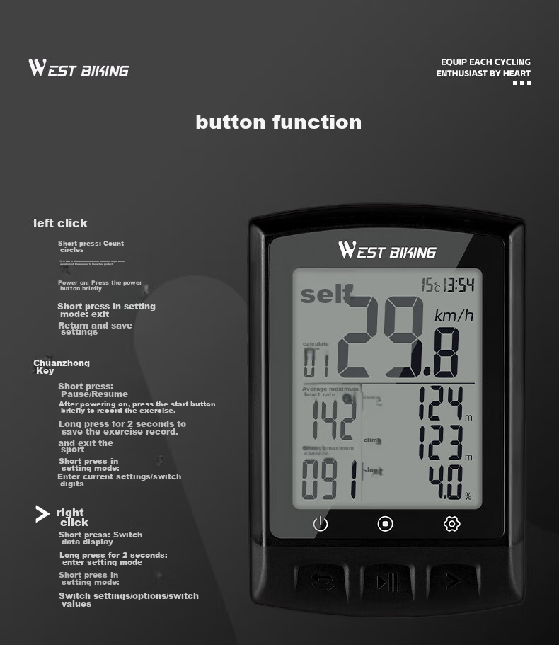 WestBiking Bicycle GPS Speedometer, Wireless Speed Measurement And Positioning, Odometer, Speed Recorder 24