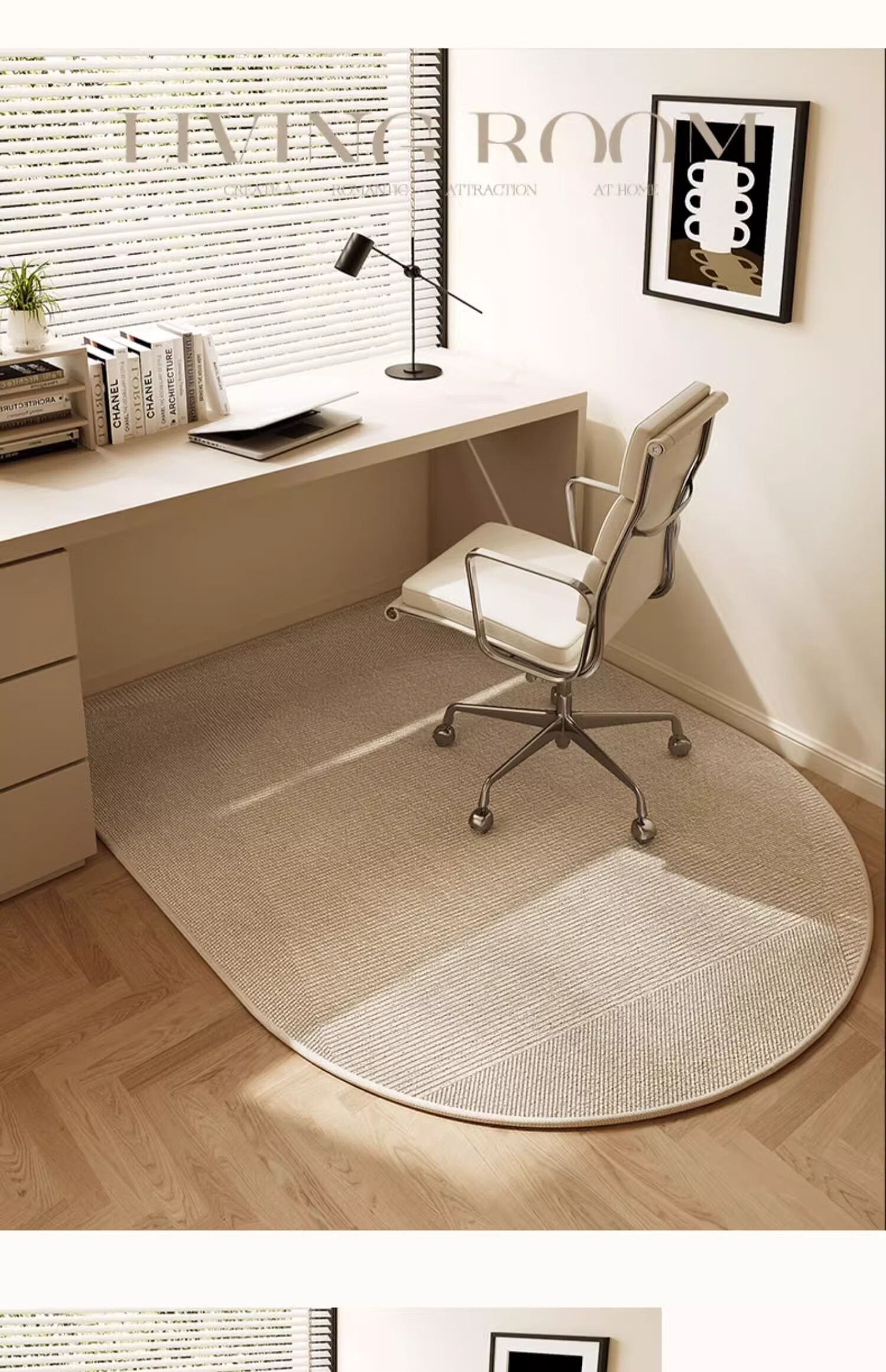 Yinshang Luxury High-End Bedroom Swivel Chair Mat, Study Chair Carpet, Non-Slip Dirt-Resistant Pad, Rounded Corner Foot Mat for Study Room Chair 4