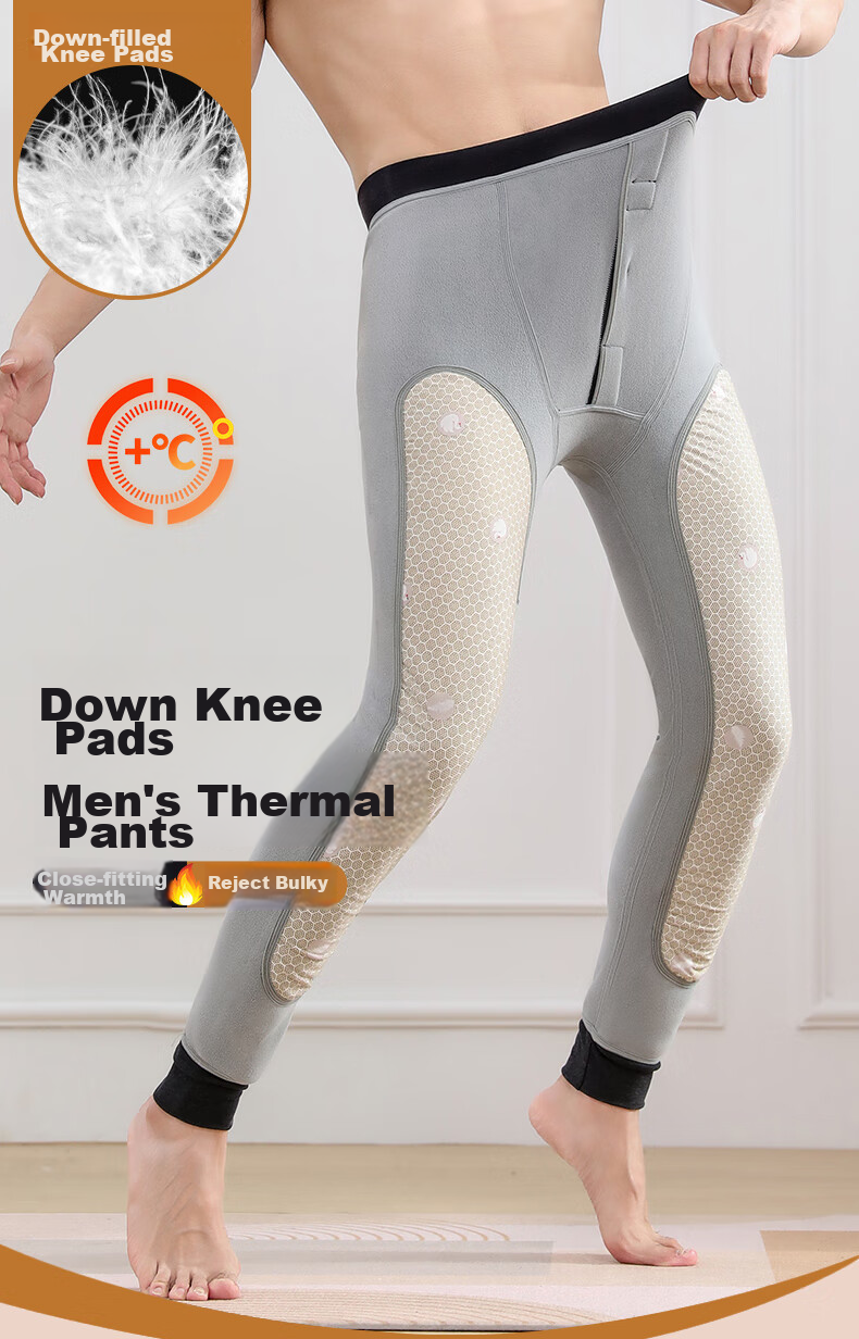 LangSha Thermal Underwear for Men [2025 Autumn New Arrival], Inner-Lined Fleece-Lined Thick Base Layer Pants, Northeast Large Size down Knee-Protecting Cotton Pants 1