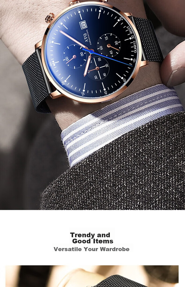ATQ Swiss Ultra-Thin Watch for Men, Top Ten Brands, Luminous, Water-Resistant, Mechanical Style, New Year And Valentine's Day Gift for Boyfriend Or Husband 16