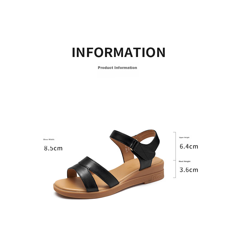 RED DRAGONFLY Genuine Leather Mom Sandals, Summer Comfortable Soft-Soled Shoes for Middle-Aged And Elderly, WTK23336, Beige, Size 35 6