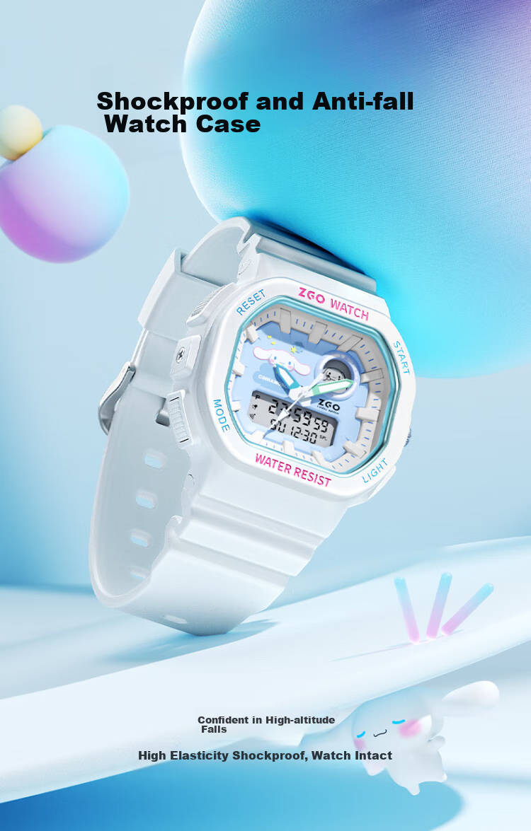 ZGO x Sanrio Student Watch for Girls, Electronic Sports Wristwatch for Middle and High School Students, High-Value Design, 810 Pudding Dog 7