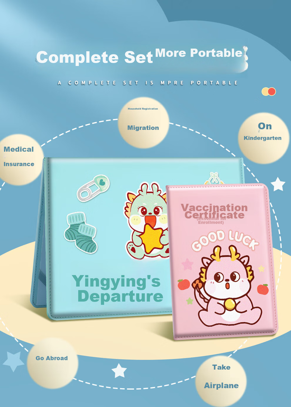 Jiaranheng Medical Birth Certificate Protector, 2026 Horse Year Newborn Baby Birth Certificate Protector, Standard Set, Ma Baobao Gree 3