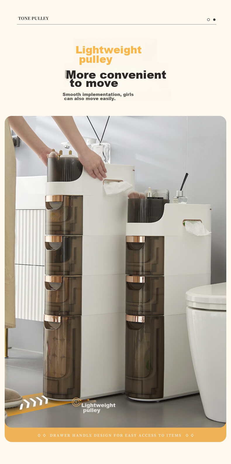 JEKO&JEKO Bathroom Storage Rack, Floor-Standing Gap Organizer Cabinet, No Installation Required, Toilet Side Cabinet, 4 Tiers 5