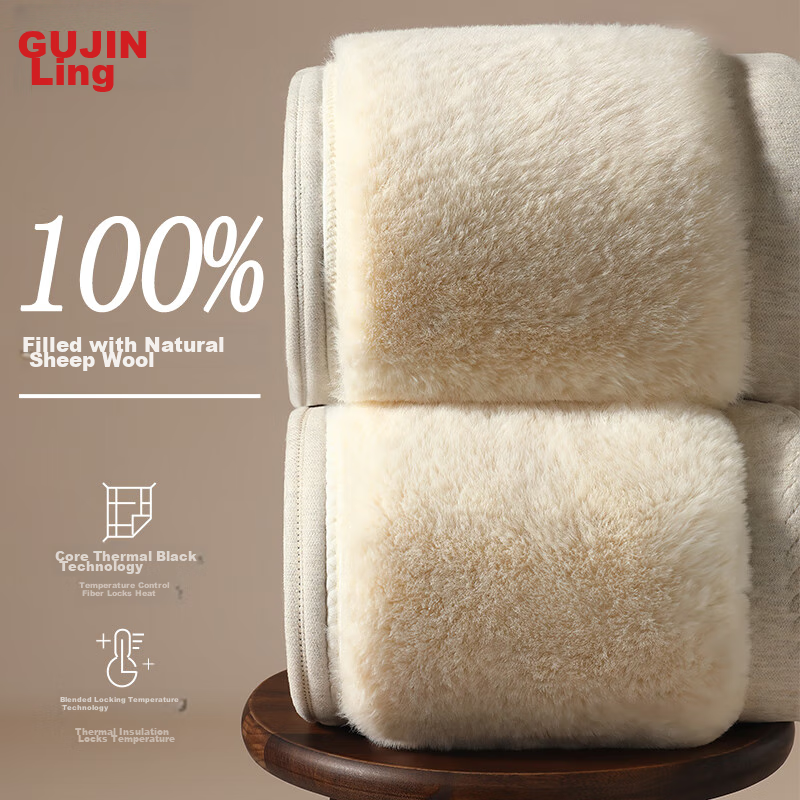 GUJIN Мужские утепленные штаны с защитой коленей и талии, 100% шерсть, специальный толстый флисовый хлопок, для среднего и пожилого возраста, зимний сезон