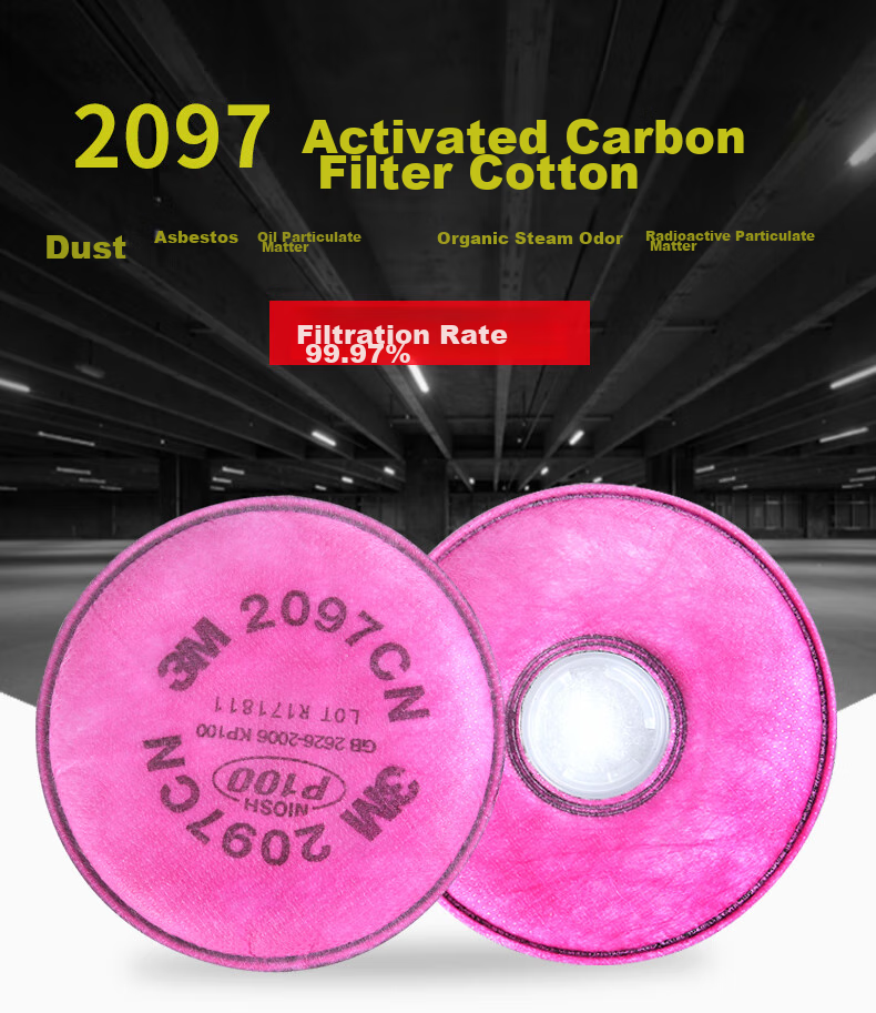 3M 2097CN P100 High-Efficiency Filter Cotton for Particulate And Organic Vapor Protection, with Face Mask, 2 Pieces/pack 1