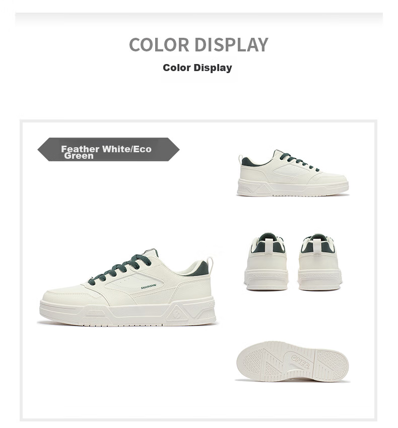 361° Men's Sports Shoes Spring Summer New Retro Leather Basic White Casual Sneakers 672616618-2 48