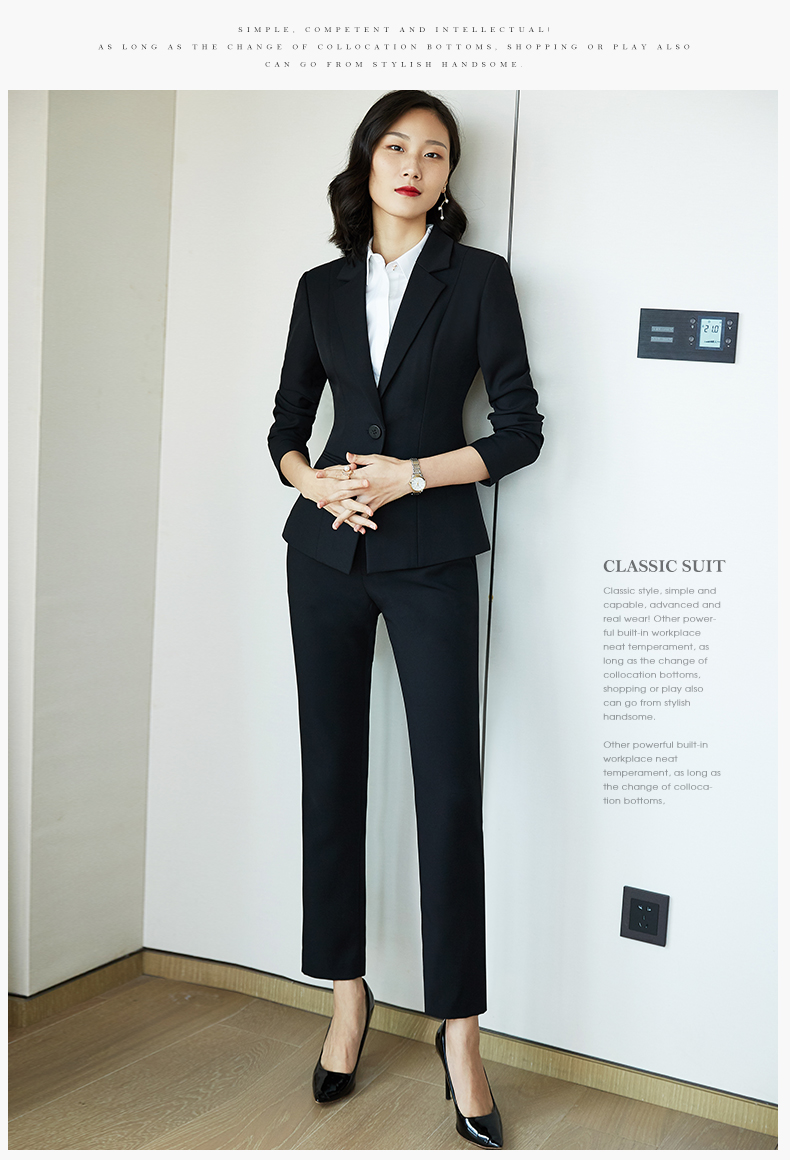 Quehou Spring And Autumn 2022 Fashion Casual Blazer Women's Professional Work Uniform Interview Formal Suit Jacket, Black, Size S 18