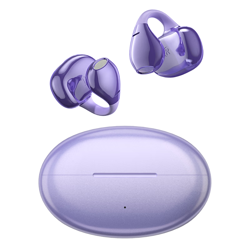 Newmine LY36 Bone Conduction Bluetooth Headphones, Open-Style Wireless, Clip-On, Not In-Ear, Ear-Hook Style, for Sports And Calls, Noise Reduction, Pulse Direct Sound Transmission, Purple