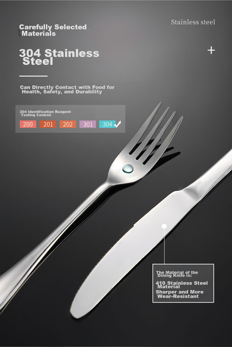 CAIZHI Stainless Steel Steak Knife And Fork Set, Western Cutlery, 304 Forks And 410 Dinner Knives, 2-Piece Set for Cutting Beef Steaks, CZ8744 4