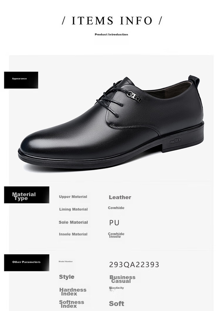 SPIDER KING Men's Leather Shoes, British Style Lace-Up Formal Shoes, Versatile Comfortable Business Casual Shoes, 22393 Black, Size 37 4