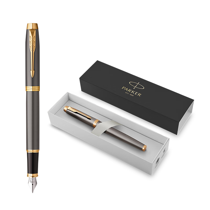PARKER Fountain Pen And Signature Pen, Birthday Gift, Companion Gift, Handwriting Practice, Aesthetically Pleasing IM PARKER Gray-Gold Ink Pen, Mid-Autumn Festival Gift for Friends, Baition Discount