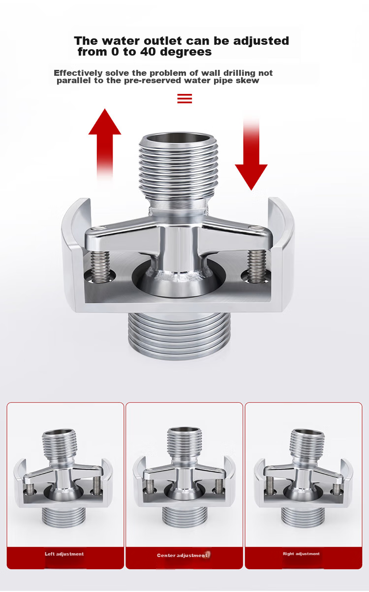 Larsd Shower Head Universal Elbow Full Copper Connector Mixing Valve Reducer Eccentric Angle Adjustable Coupling, 1 Piece Set T51 4