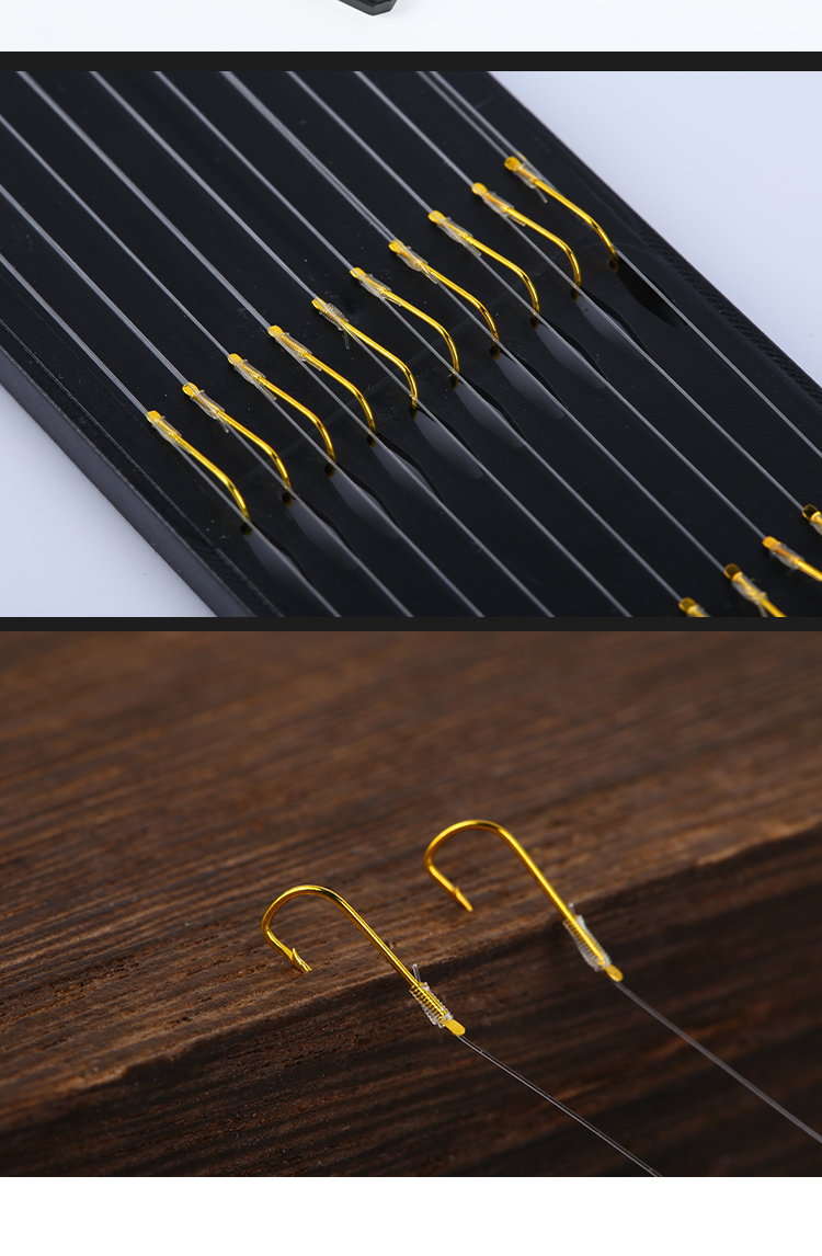Femtosecond Ise Ni Double Hook Barbed Fishing Line No.4/1.5 [10 Sets] Double Hook Handmade Pre-tied Fishing Hooks Ready-to-Use Fishing Line Rig Taiwan Fishing Sub-line Set Accessories 5
