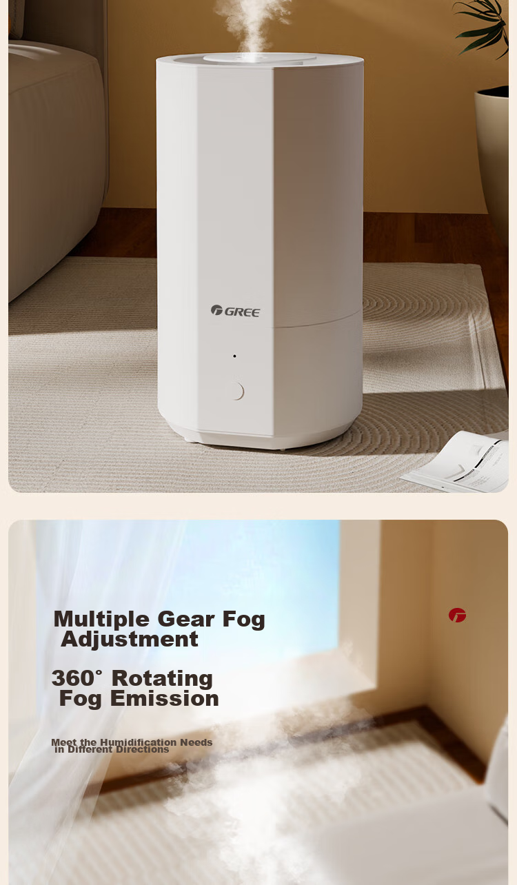GREE Humidifier for Home, Quiet Bedroom Bedside Small Size for Mothers And Babies, Antibacterial Detachable Air Humidifier for Office Desk Floor Large Mist Output Dormitory Heating Moisturizing (X70a) 4