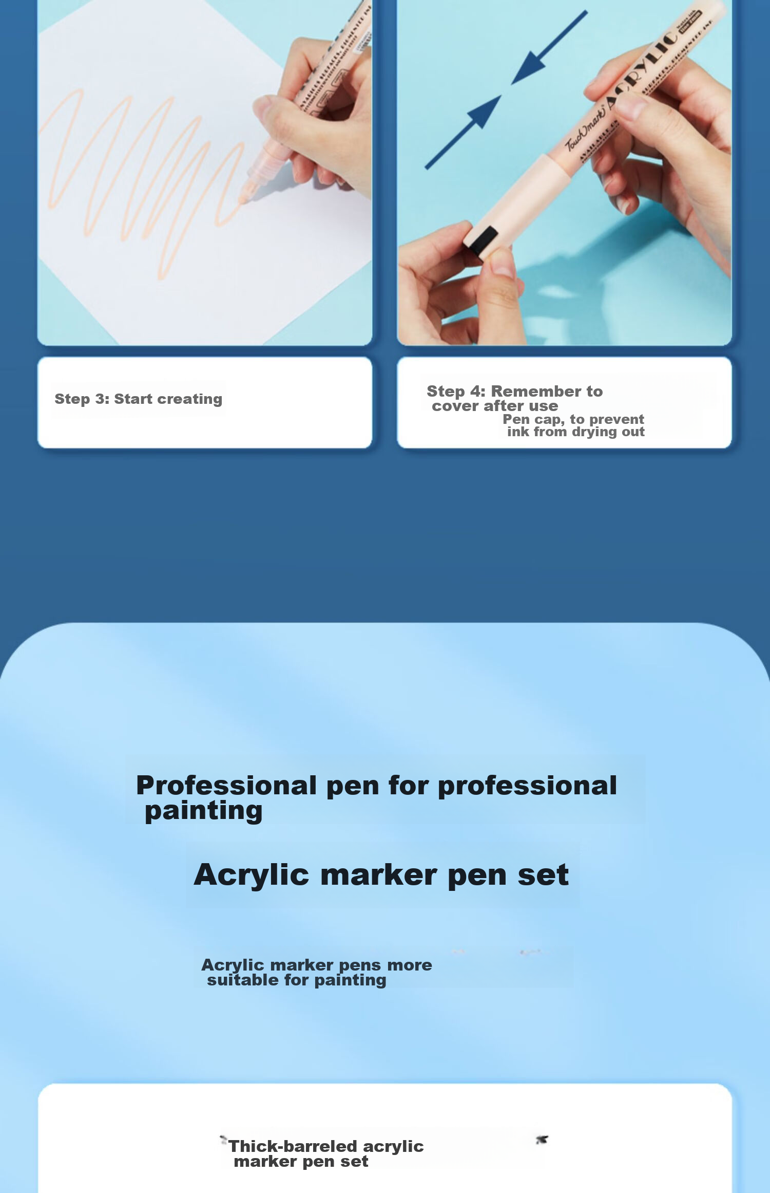 Touch Mark Acrylic Markers, 36 Colors, Children's Doodle Pens, Watercolor Pens, Drawing Brushes, Waterproof Hand-Drawn DIY Acrylic Paint, Specialized Student And Children's Gift, Art Educatio 20