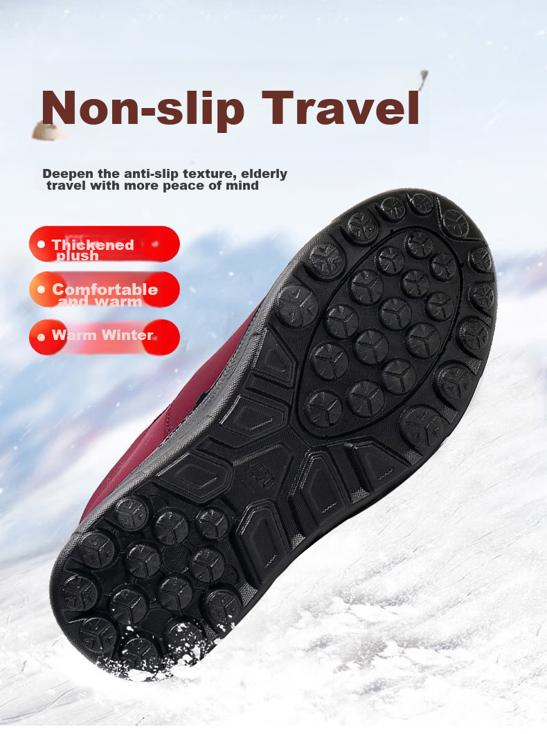 Ankang Winter Fleece-Lined Cotton Shoes, Traditional Beijing Cloth Shoes for Women, Middle-Aged And Elderly Waterproof Mom Shoes AK78896 Red 37 4