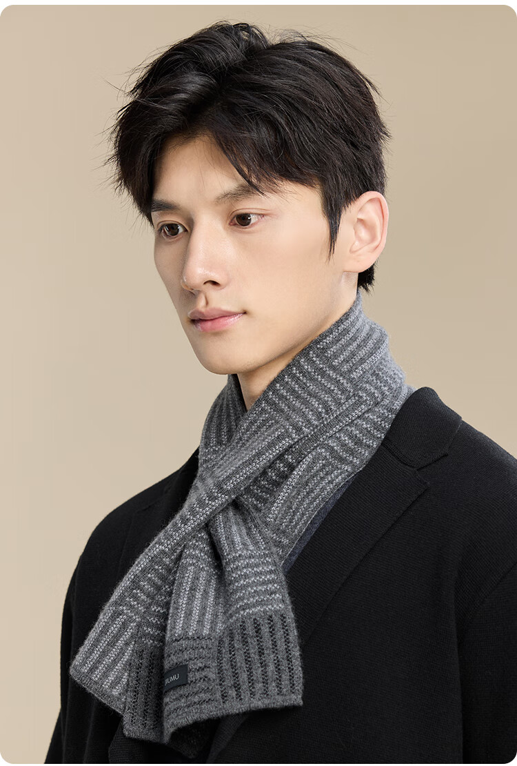JIUMU Cashmere Scarf for Men, Autumn And Winter Wool Warm Neck Warmer, Gift for Men on National Day And Birthday, Gift Box Packaging 10