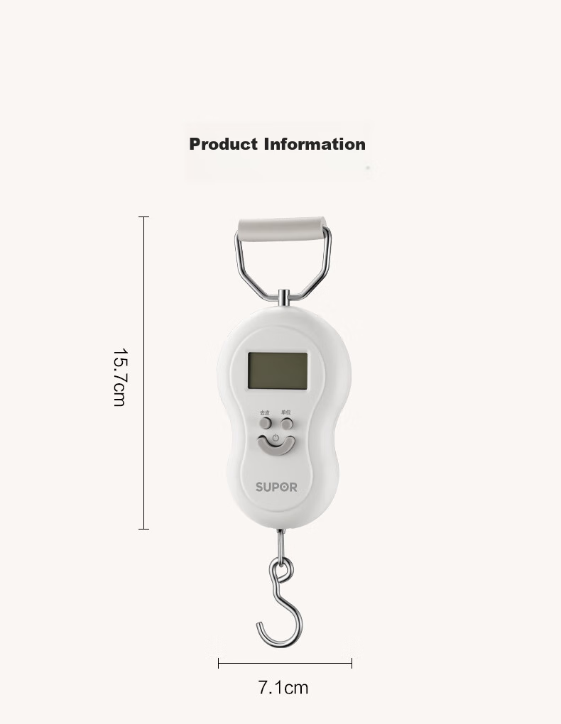 SUPOR Electronic Kitchen Scale, Gram Scale, Food And Luggage Express Handheld Scale, Portable White KGF50CJ10 14