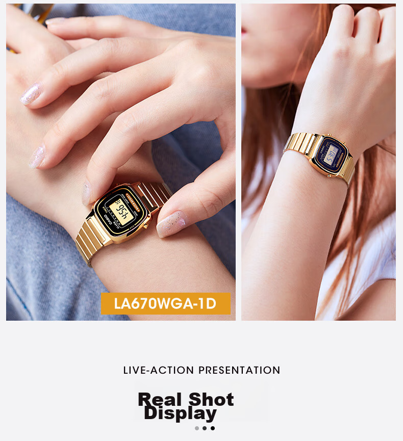 CASIO Men's Watch, Small Gold Watch, Small Square Couple Sports Student Electronic Watch for Men And Women, Gift A159W-N1D 20
