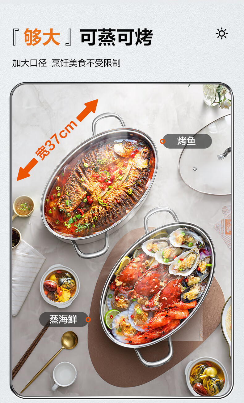 SUPOR 304 Stainless Steel Multi-Purpose Steaming Pot, 6.3L Deep Large Capacity, Visible Lid, Suitable for Open Flame And Electric Ceramic Stoves 5